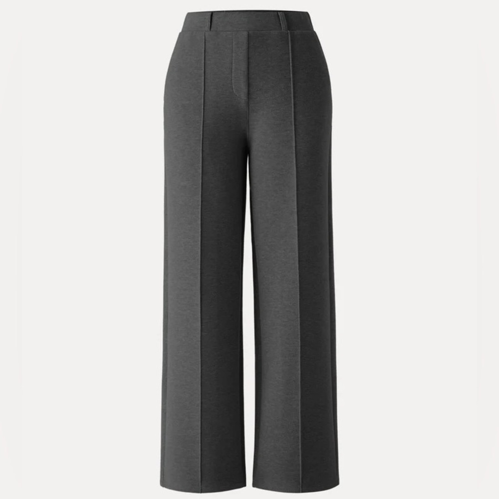 OGL FuzzLuxe High Waisted Straight Leg Pull On Pants Deep Grey Size L